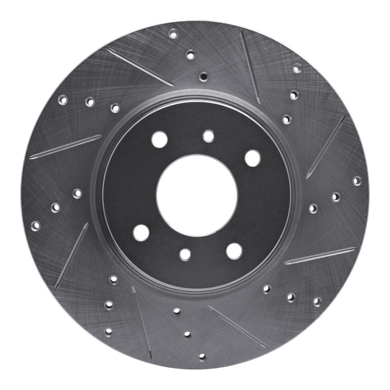 Nissan Sentra Brake Rotor (1) - Front Right - R1 Concepts - Drilled & Slotted - Silver - `04-`06